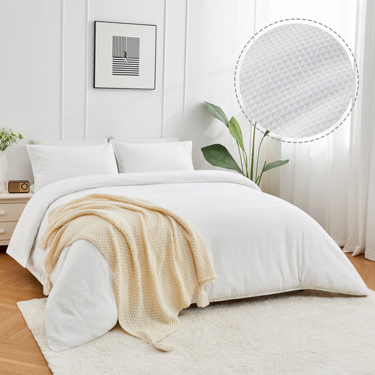 Lovana Waffle Weave Cotton Duvet Cover Set